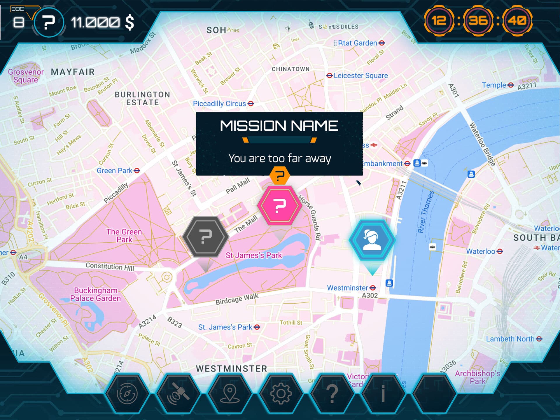 La carte du parcours sur la tablette, aux couleurs roses du jeu.