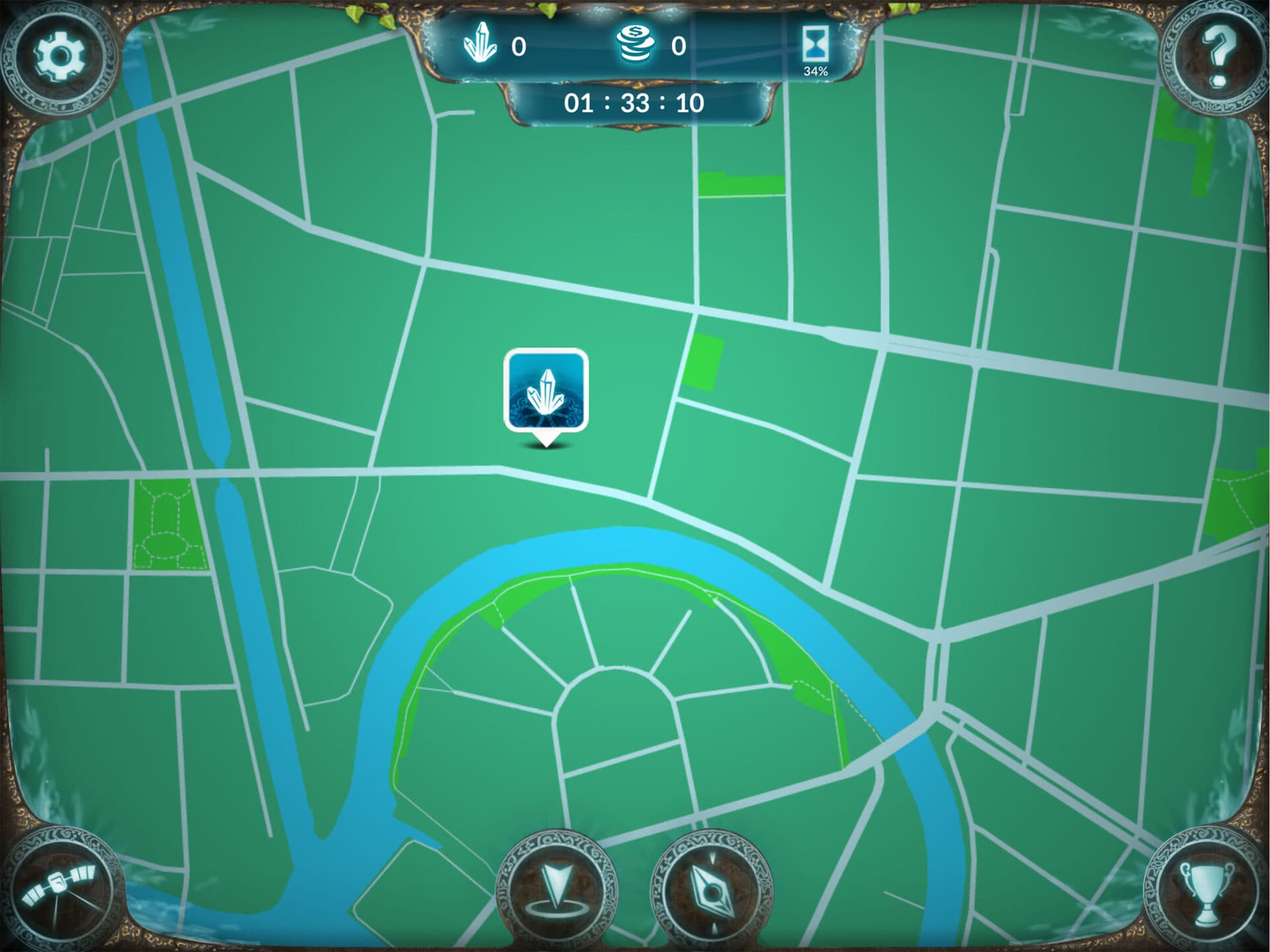 La carte du parcours sur la tablette, avec le prochain lieu à rejoindre.